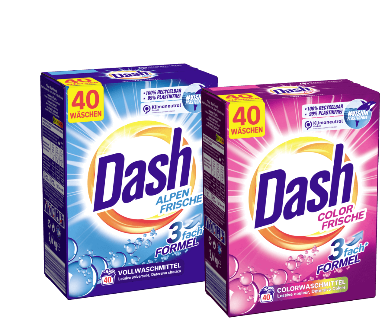 Dash lessive en poudre 6kg/100 lavages pour couleurs - Medident Health  Care & more